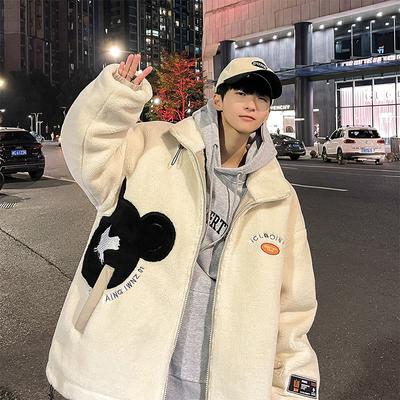 Lamb Fleece Jacket Men's Autumn and Winter New Trendy Brand Ins Thickened Cotton Jacket Trendy Versatile Student Warm Cotton Coat