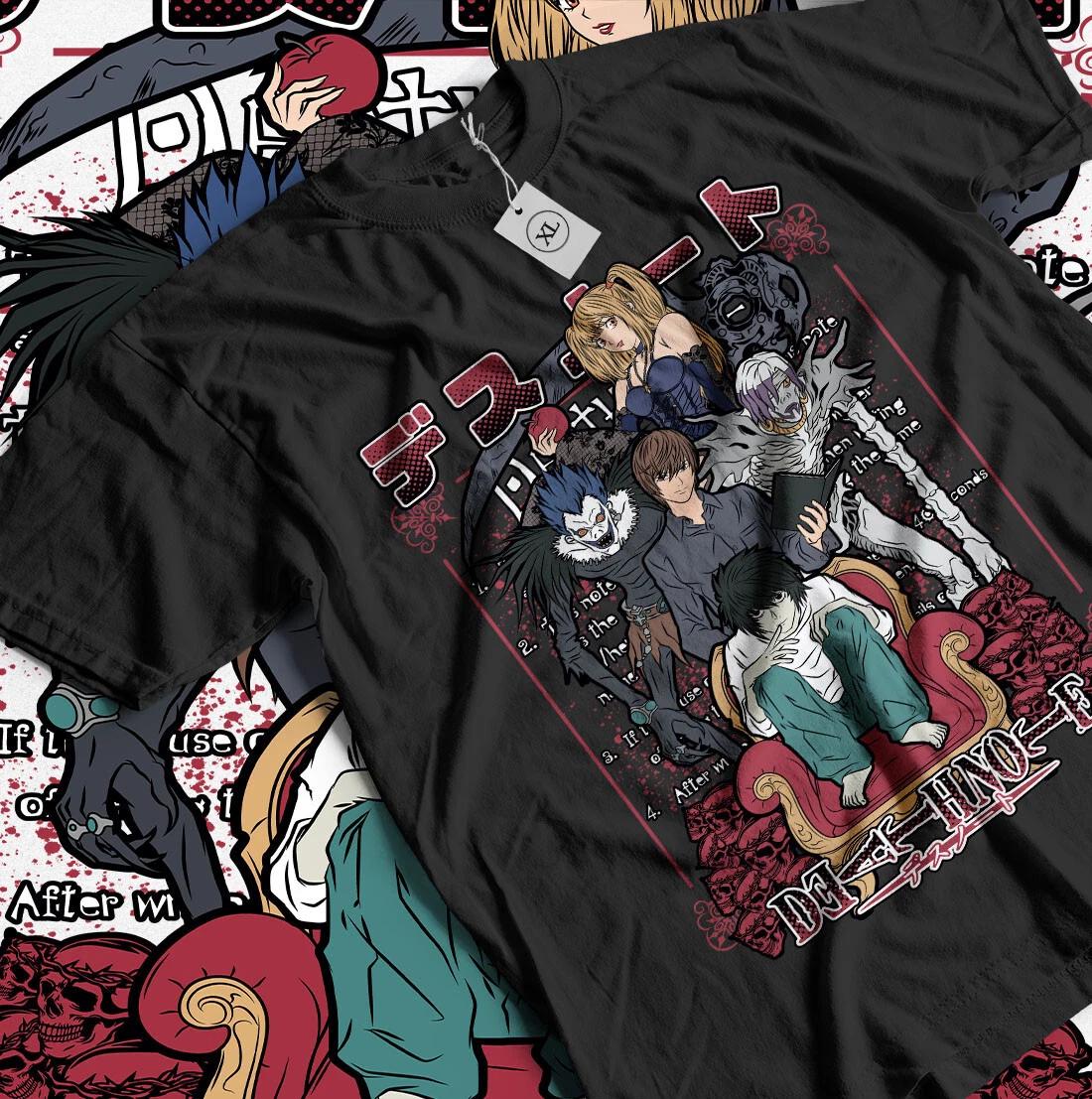 

Тетрадь смерти L Футболка Кира Рюк Манга Стрип Хоррор Аниме Подарок футболка Все размеры 3XL