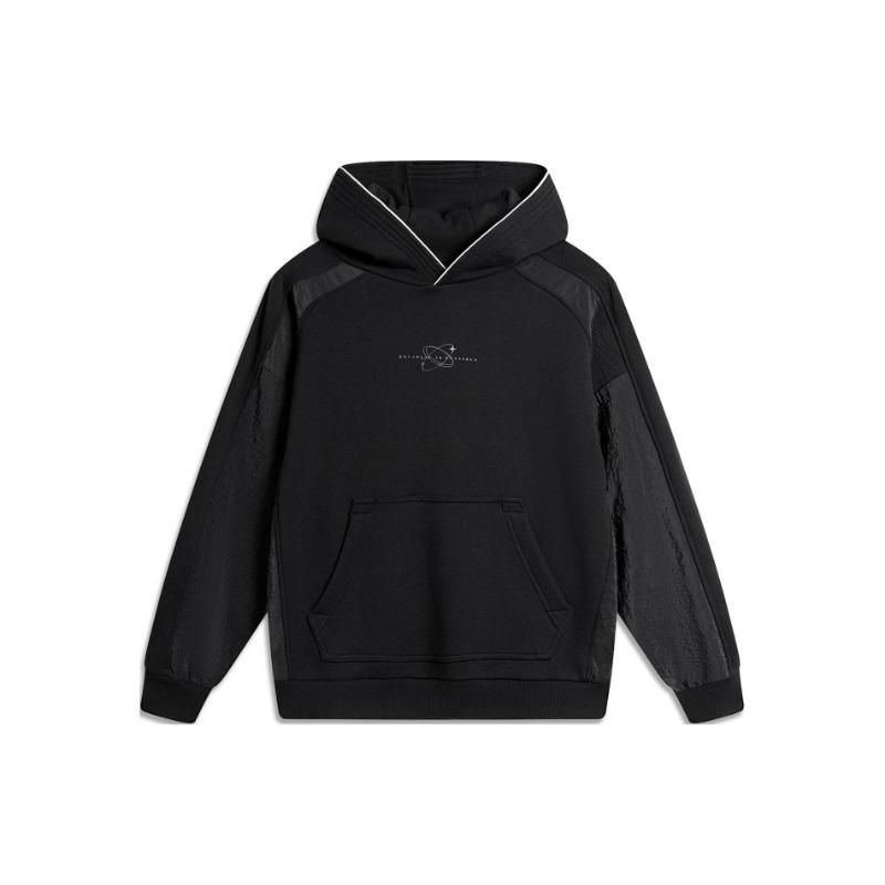 Li Ning Sports Lifestyle Serie Colorblock Kapuzenpullover Unisex Sweatshirt Schwarz AWDU025-4