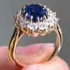 Exquisite Gold Color Oval Inlaid with Blue Zircon Women's Ring Classic Fashion Engagement Wedding Ring Woman Jewelry