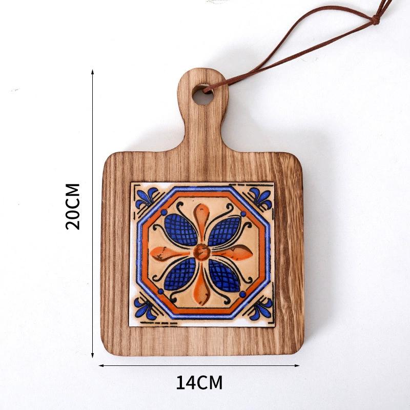 1 Stück Floraler Holz-Topfuntersetzer Hitzebeständig Küchentischmatte Vintage Esstischmatte Isolierender Topfunterleger