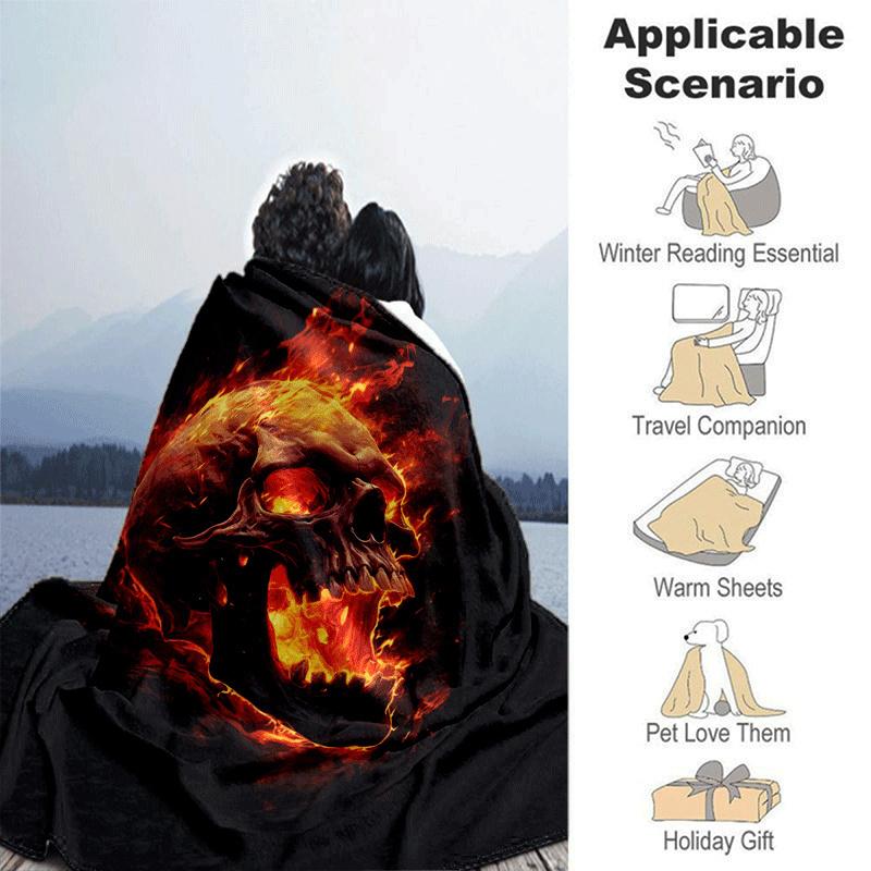 1pc Skeleton Printing Lightweight Flannel Blanket, Comfortable and Warm Blanket, for Camping Sofa Bed and Couch Office, In All Seasons