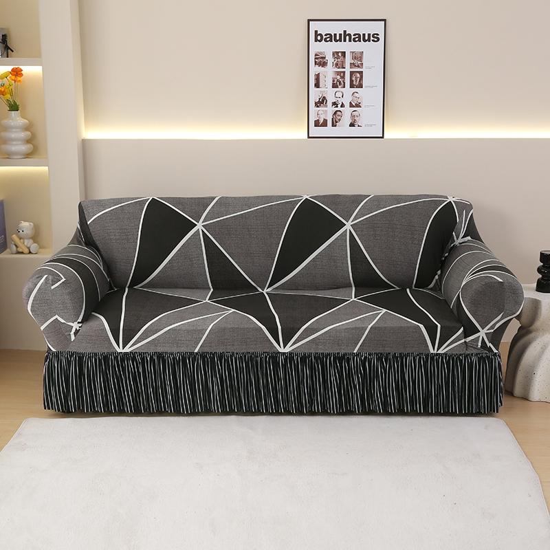 1/2/3/4 Seater Stretch Sofa Cover Elastic Printed Sofa Cover With Skirt Non-slip Armchair Slipcover for Living Room Hotel 1Pcs