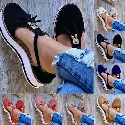 Women's Sandals Fashion Tassel Casual Style Women's Shoes Women's Flat Shoes Summer Vulcanized Shoes Solid Color Thick Bottom