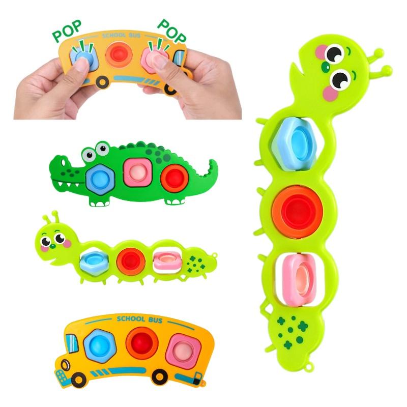 Stress-relieving Bubble Popper Toy Crocodile, Caterpillar, And Bus