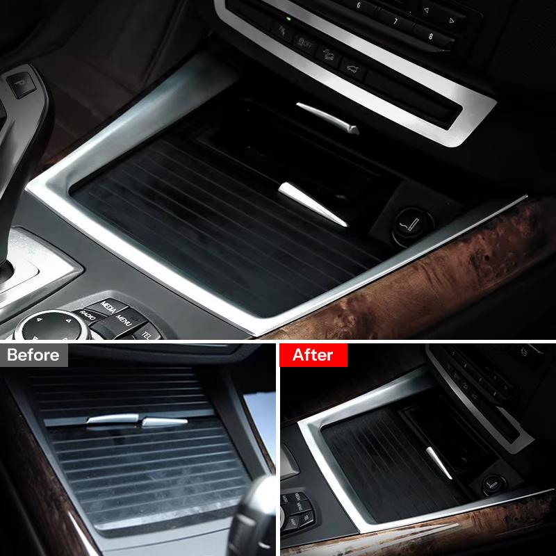 Car Water Cup Holder Cover Trim Central Control Cup Holder Decorative Frame for BMW X5 X6 E70 E71 2008 2009 2010 2011 2012 2013