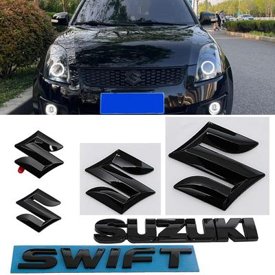 Logo auta 2/3/4/5ks ABS Lesklé černé Vyměnitelný přední zadní odznak Nálepka pro SUZUKI Swift Středový znak volantu Kufr Decal