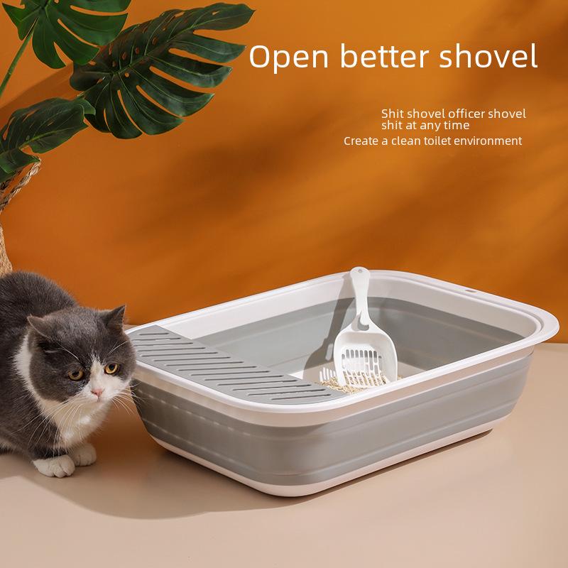 Faltbare, halbgeschlossene Katzentoilette – übergroß, spritzwassergeschützt, leicht zu reinigen