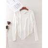 Stylish Asymmetrical Square Collar Long Sleeve Knitwear Female Fall and Winter New Arrival Silm Slimming Bottoming Top
