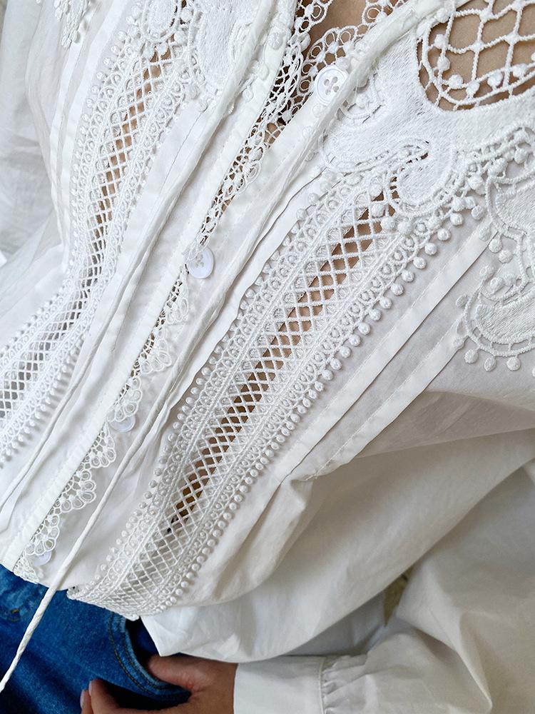 Autumn New White French-Style Women's Long Sleeve Shirt