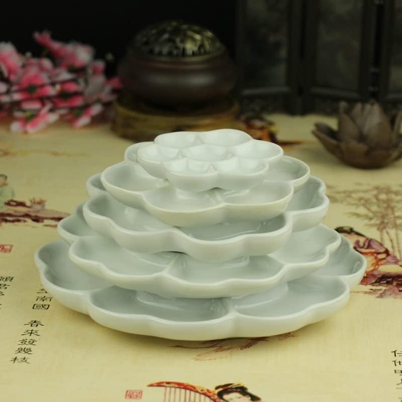 MyncbD Painting Palette Jingdezhen Ceramic Palette Art Gouache Watercolor Chinese Painting Pigment White Porcelain Plate Supplies Tray (Color :
