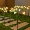 8/10 Head Solar Fiber Optic Color Changing Butterfly String Lights Stake Lights Outdoor Garden Lawn Decorative Lights