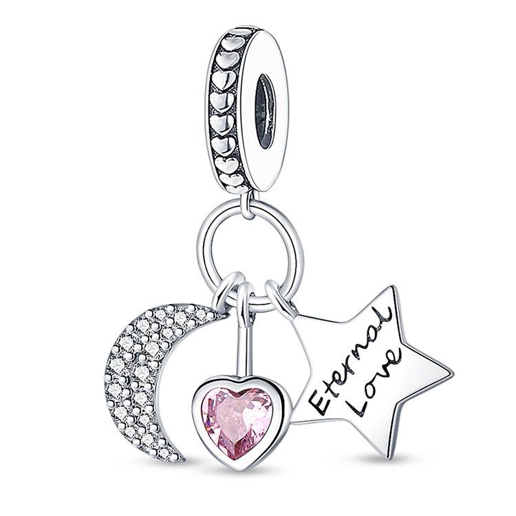 

S925 Silver Flamingo Little Prince Charm Pendant Three-Piece Set Bracelet Jewelry Accessories Elegant Beaded Jewelry Set
