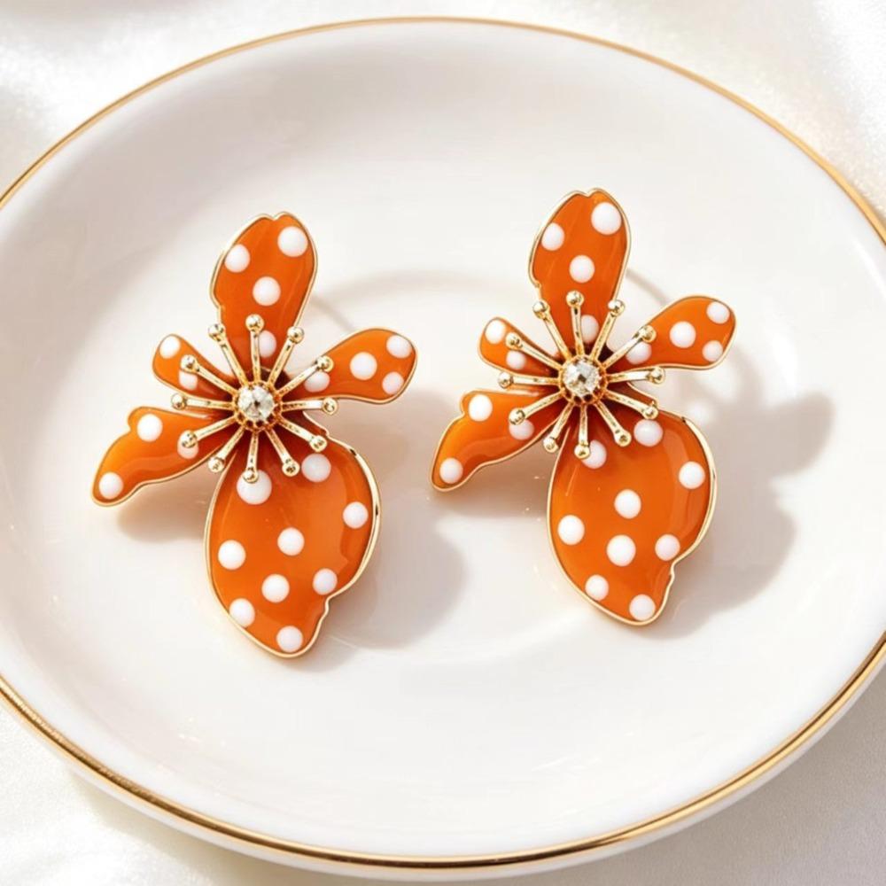 Irregular Shap Large Flower Earrings Wedding French Earrings Fashion Outfit