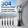 304 Stainless Steel Reusable Expansion Eye Bolts M12 120mm Expansion Bolts Multifunctional