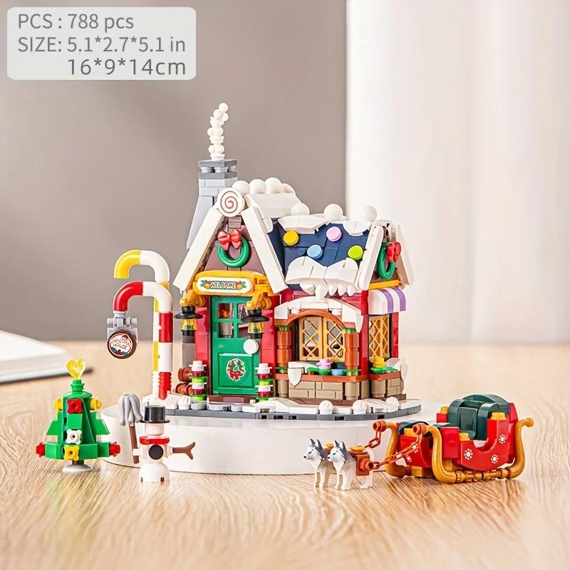 

Forest House Building Blocks Snowman Cabin Toy Model Bricks Holiday Decoration Kids DIY Toys Unique Holiday Gift
