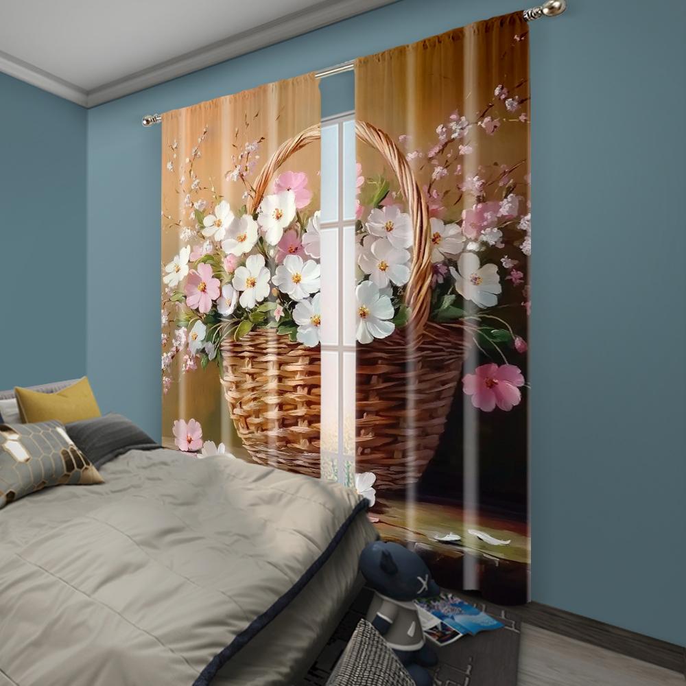 2pc,  Easter Popular Curtain Resurgence109 Polyester,Without Electricity Family Party Applies To Indoor Celebrations, Room Decor