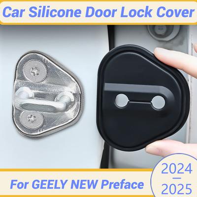 For GEELY NEW PREFACE 2024 2025 Silicone Car Door Lock Buckle Protection Cover Elastic Anti-Collision Shock Absorbing Pad