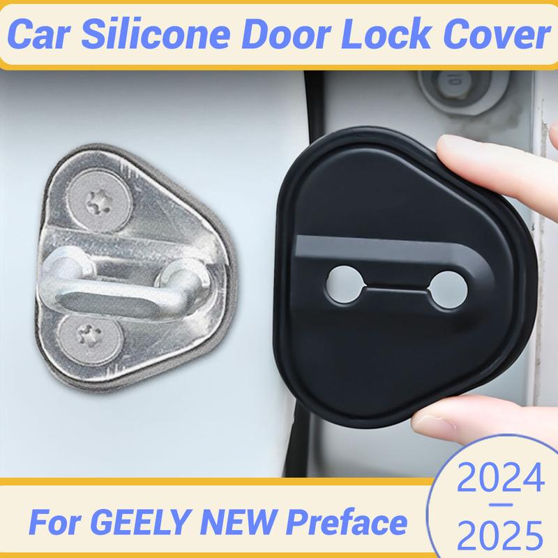 For GEELY NEW PREFACE 2024 2025 Silicone Car Door Lock Buckle Protection Cover Elastic Anti-Collision Shock Absorbing Pad