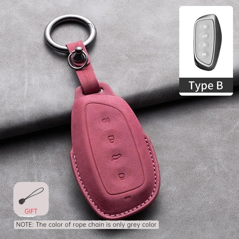 Leather Car Key Case Cover Holder Keychain Keyless Shell for HAVAL Hover XY H6 Dargo M6 H9 H6S F7 F7X Jolion X DOG H2 H3 H5 Key