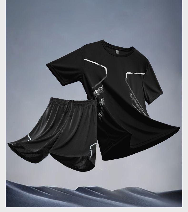 Herren Schnelltrocknendes Atmungsaktives Sportbekleidungsset - Kurzarm-T-Shirt & Lässige Trainingsshorts zum Laufen
