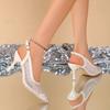 Fashion Ladies Shoes 2025 Hot Sale Buckle Strap Women's High Heels Fashion Dress Summer New Mesh Crystal Best Seller Closed Toe Sandals