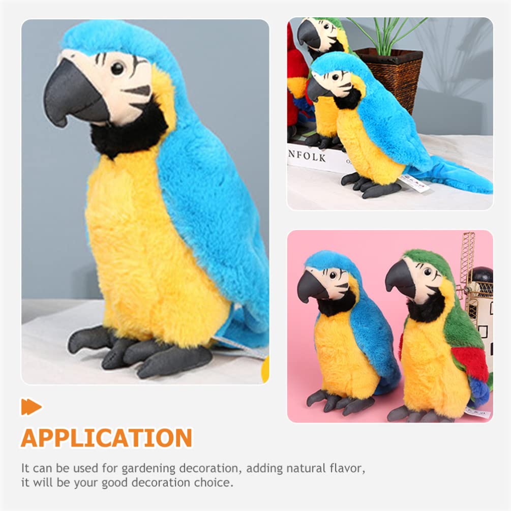 Zerodeko Fluffy Blue Parrot Plush Toy, Cute, Realistic Bird, Perfect for Kids, Christmas, or New Year's Gifts