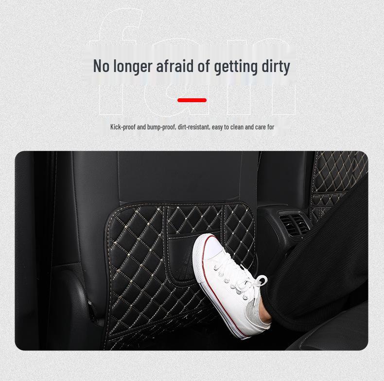 Child Car Seat Back Protector with Storage - Anti-Kick and Wear Pad