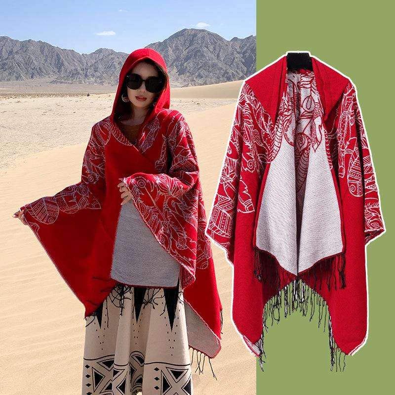 Desert Travel Scarf Shawl Seaside Sun Protection Photo Hooded Cape Female Big Northwest Cape