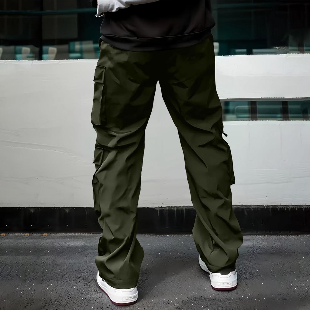 Men's Multi-Pocket Cargo Pants Loose Fit Casual Long Trousers for Everyday Wear and Outdoor Activities