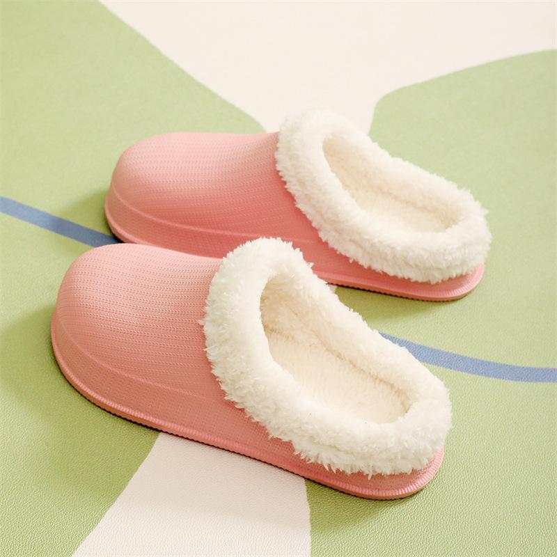 Fashion Crestar Winter Plush Slipper For Women Indoor Waterproof Keep Warm Fur Cotton Slippers Couple Soft Casual House Flat Slippers