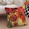 Painted Flowers Cushion Cover Throw Pillow Cover Hidden Button Durable Polyester Chair Cushion