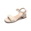 Coarse-heeled sandals women's summer outer wear bow with skirt large-size women's shoes