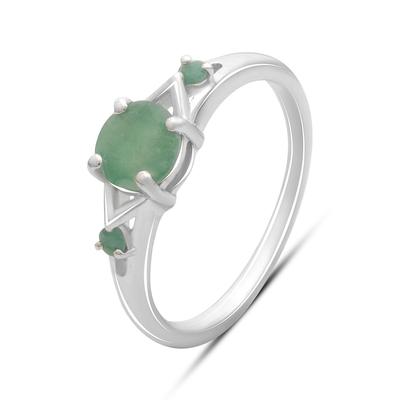 Silver Ring with Natural Emerald 0.808ct, Product Weight 2.02 G (2181774)