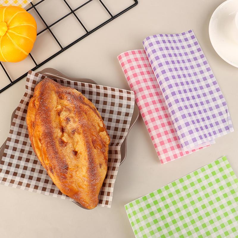 50Pcs Food Waxed Paper Oil-Proof Wax Paper Bread Sandwich Burger Fries Macarons Packaging Kitchen Baking Tool Packaging Decor