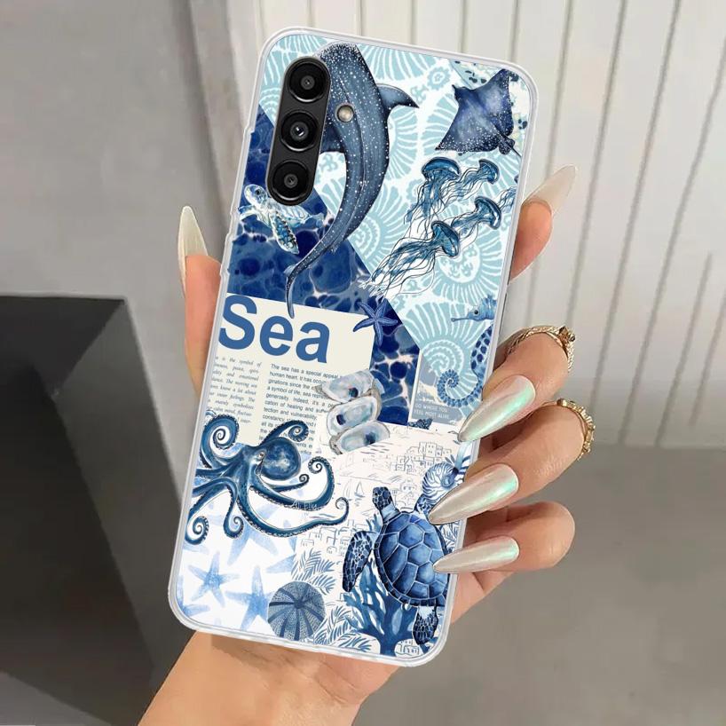 Ocean Starfish Sea Turtle Shark Phone Case for Samsung Galaxy A17 A16 A37 A26 A36 A57 A56 A15 A25 A35 A55 A14 A24 A34 A54 A13 A2
