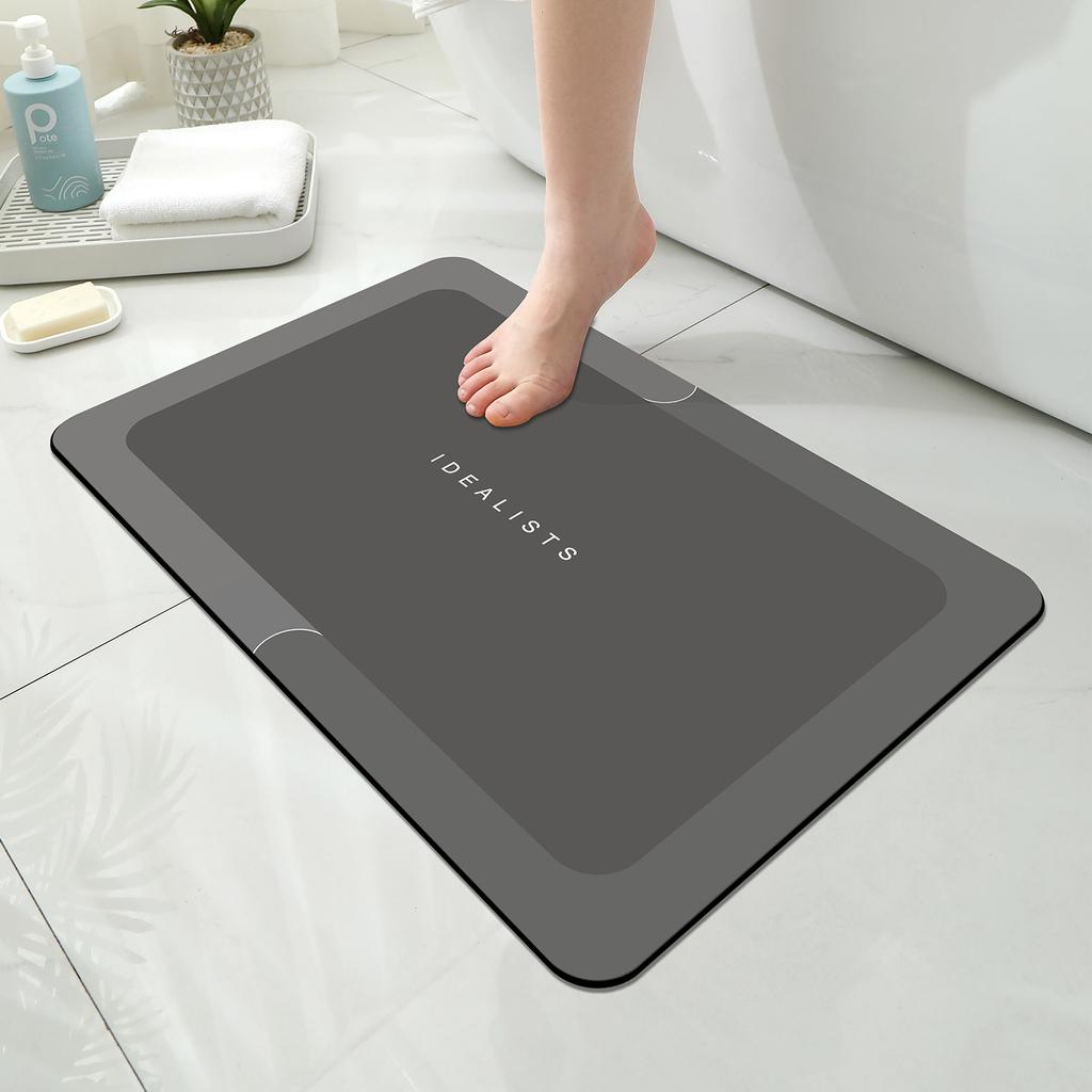 Non-slip Diatomite Bathroom Mat, Super Absorbent, Quick-drying, Soft Shower Mat, Machine Washable, Suitable for Bathrooms and Be