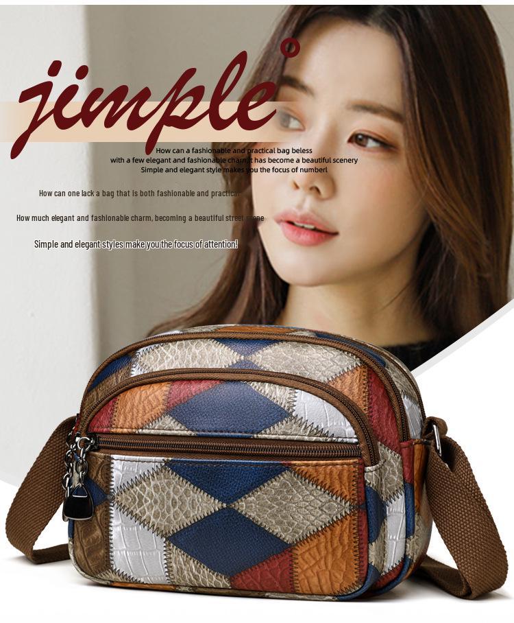 2024 Ethnic Color Block Patchwork Crossbody Phone Bag for Women