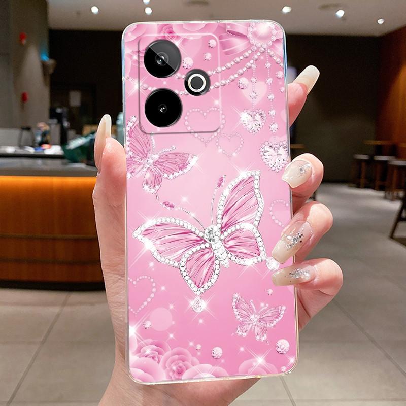 For Realme GT 7 Case For Realme GT 7 T GT7 Pro 7T Transparent Phone Cover Soft Bumper Shell Cases Luxury Butterfly Flower Casing