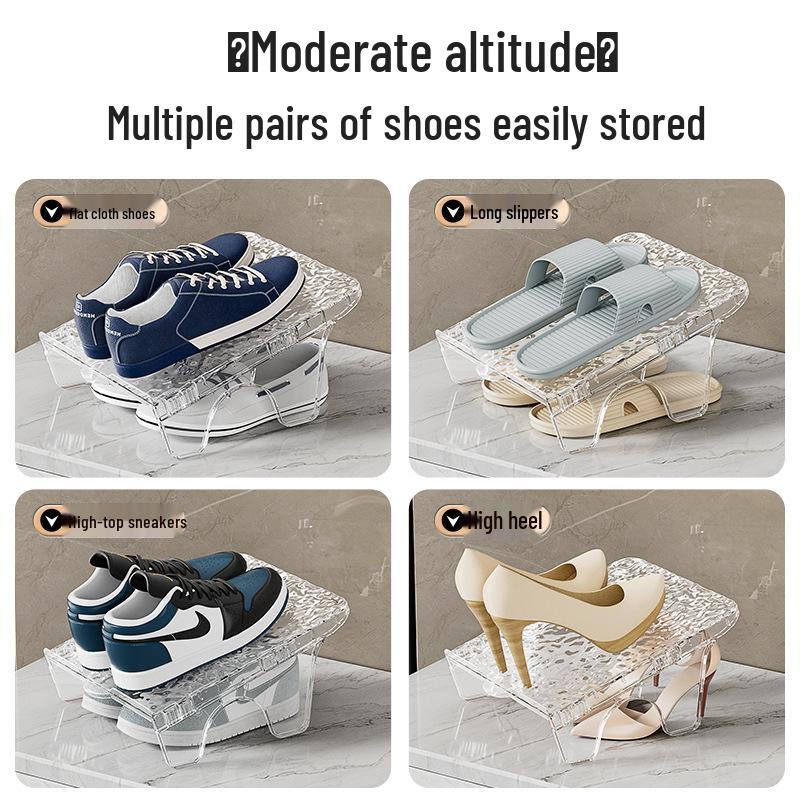 Double-Layer Minimalist Shoe Rack - Foldable, Space-Saving Storage Shelf for Shoes