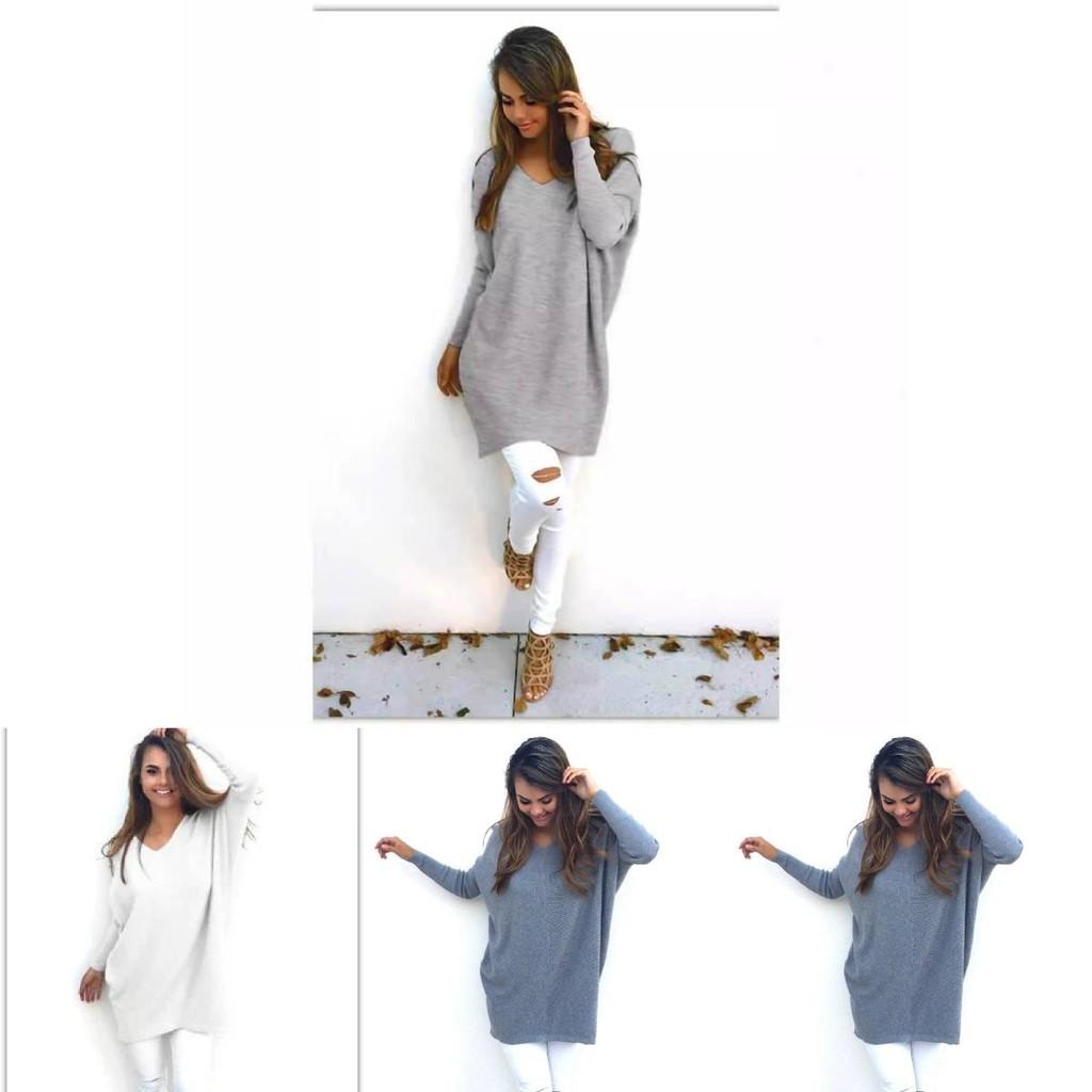 Sweet Girly Vneck Pullover Long Sleeve Top Womens Slim Fit Polyester Autumn Casual
