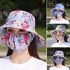 Fashion Floral Tea Picking Cap Wide Brim Anti-UV Agricultural Work Hat Neck Protection with Mask Sun Visor Cap for Women