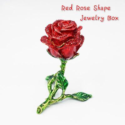 Creative Red Rose Shape Jewelry Box Home Decoration Ornaments