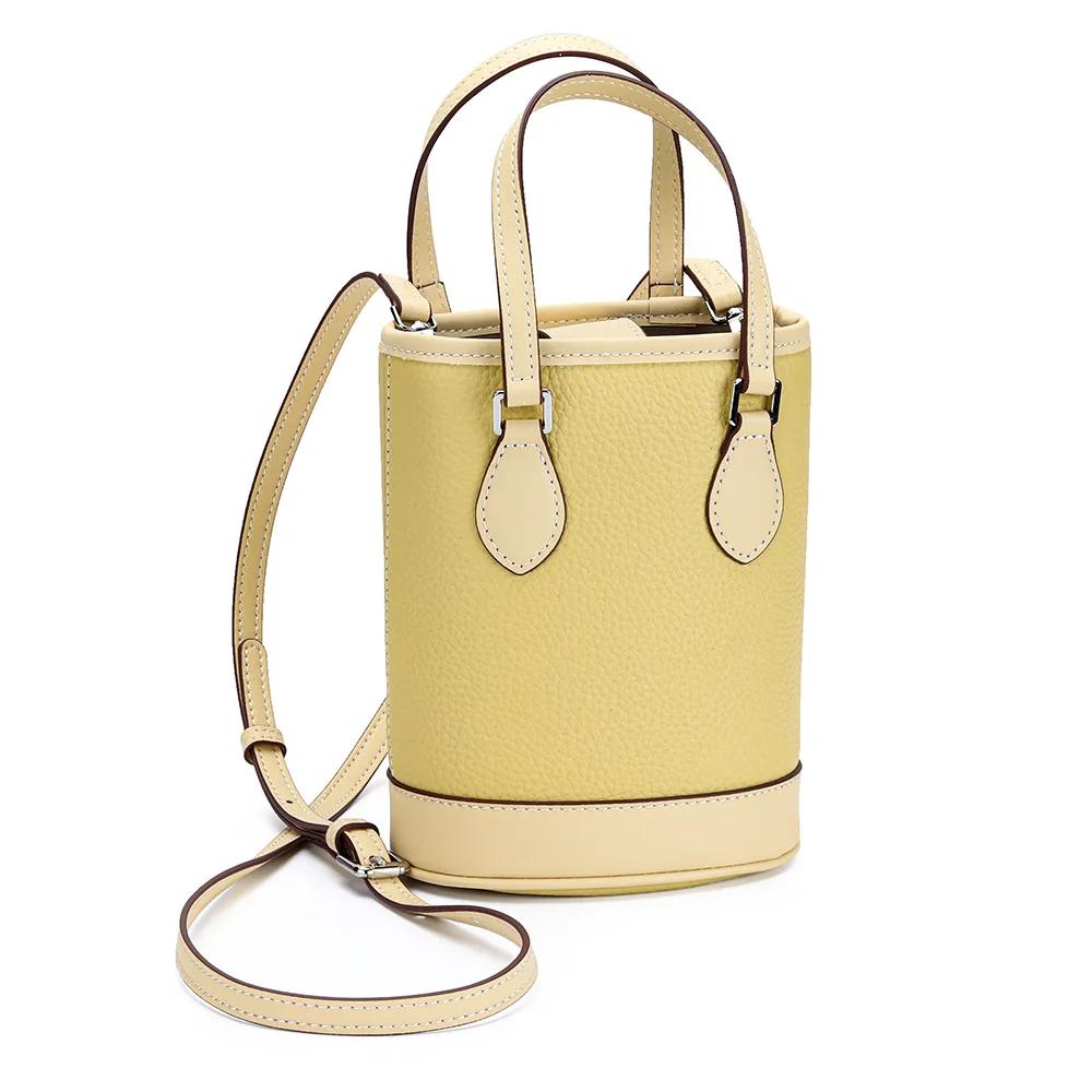 Luxury Women Cross Body Bags Trendy Genuine Cow Leather Lunch Bag Bucket Bag Food Basket Amazon Picnic Handbag Soft Top-handle