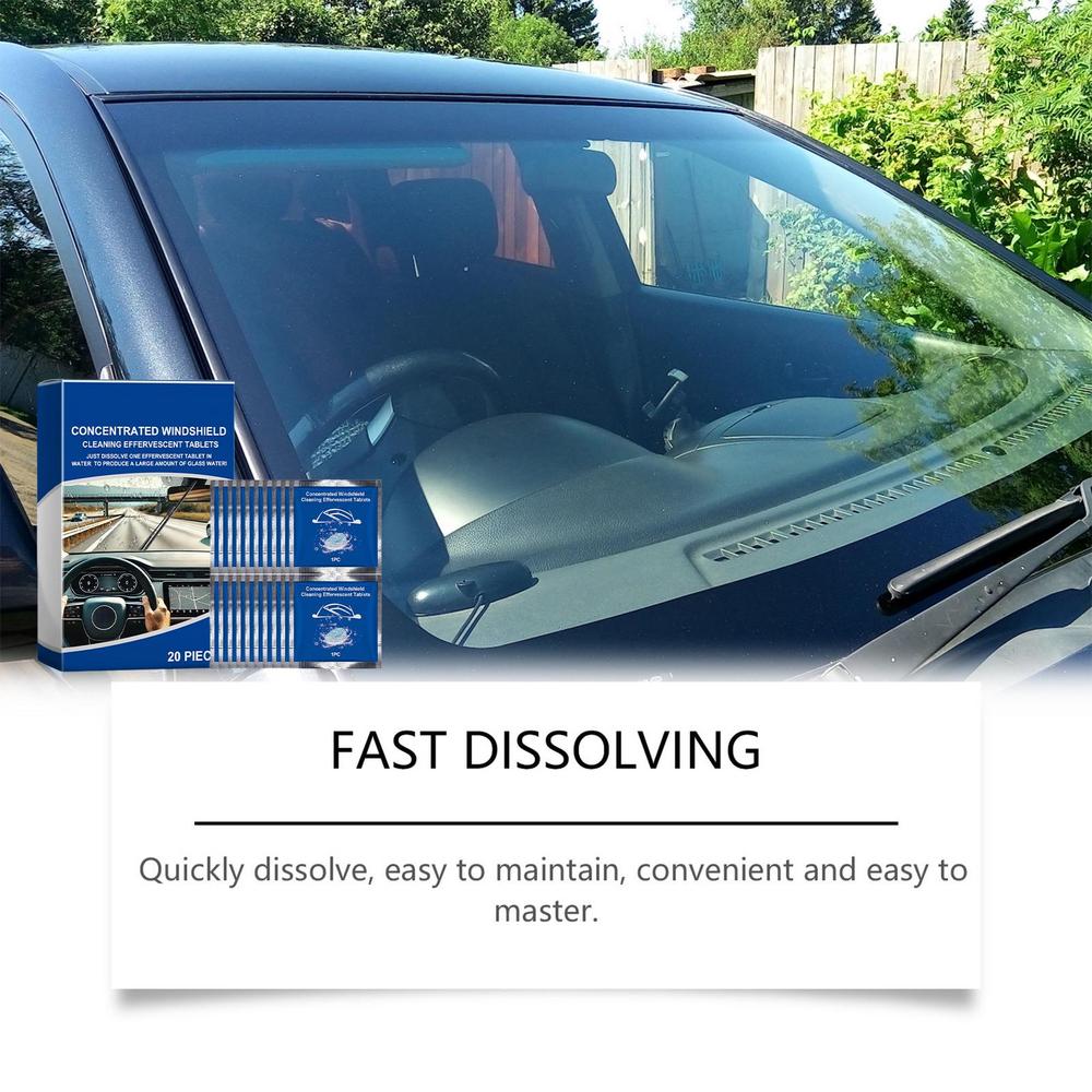 Wiper Fluid Tablets Car Window Cleaner Glass Cleaner 20X Effervescent Tablet Concentrated Car Windshield Cleaner Stain Remover