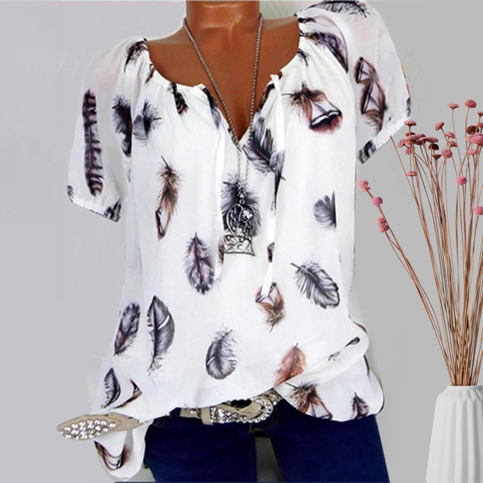 

Жіноча мода, літо 2022, повсякденна футболка з коротким рукавом і принтом, топи, блузка XL білий