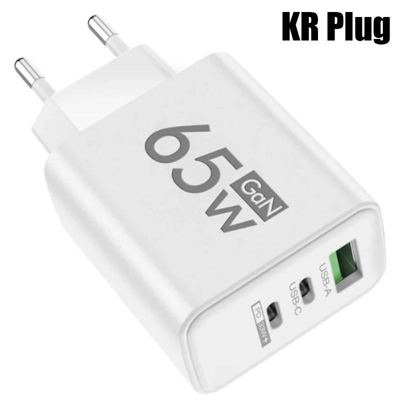 65W GaN USB C Charger Quick Charge Korea EU US Plug PD USB-C TypeC Fast USB Charger For iPhone 14 Xiaomi Samsung Macbook