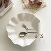 Korean Ruffle White Ceramic Dinner and Snack Plate