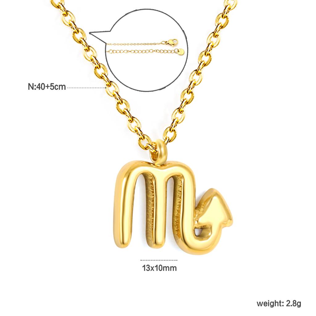 Fashion Creative Zodiac Pendant Necklace Gold Bubble Charm Versatile Collarbone Chain Jewelry