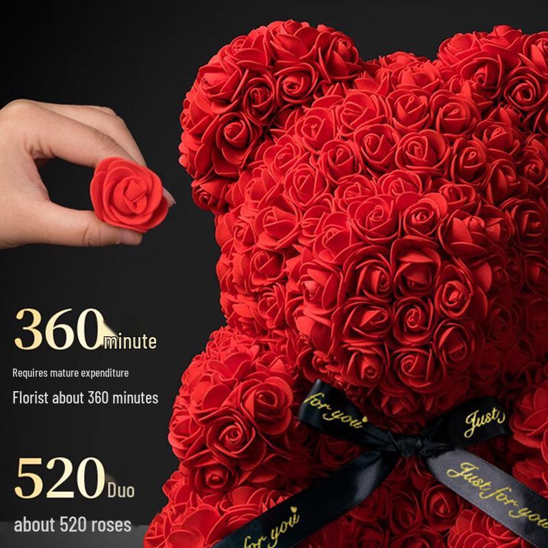 Eternal Rose Bear: Valentine's, Mother's Day & Birthday Gift, Floral Bouquet Ornament for Girlfriend.